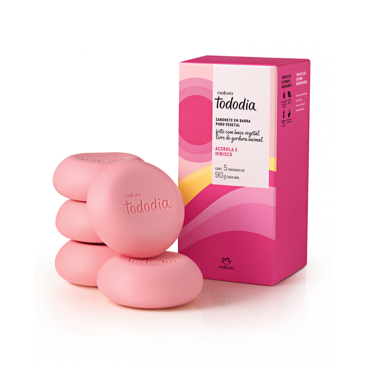 Jabón en Barra Puro Vegetal Tododia Acerola y Hibisco (5 unidades)